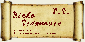 Mirko Vidanović vizit kartica
